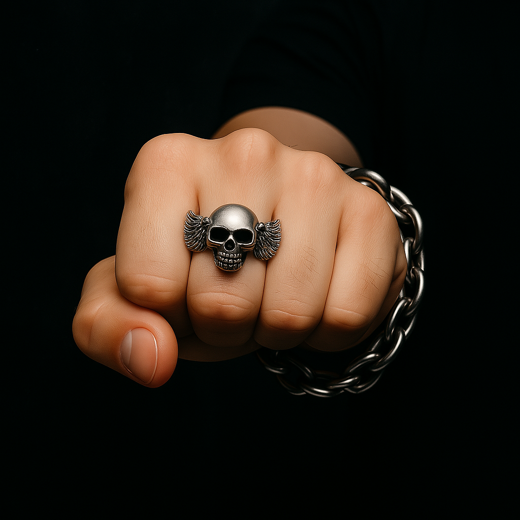 Jett Wings Skull Ring