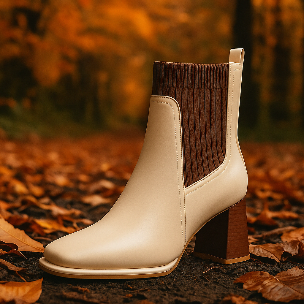 Livia Leather Knit Ankle Boots