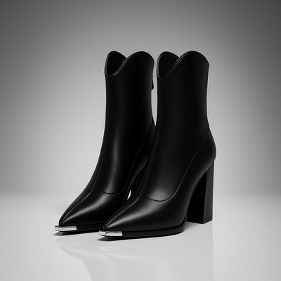 Emilia Chrome-Toe Ankle Boots
