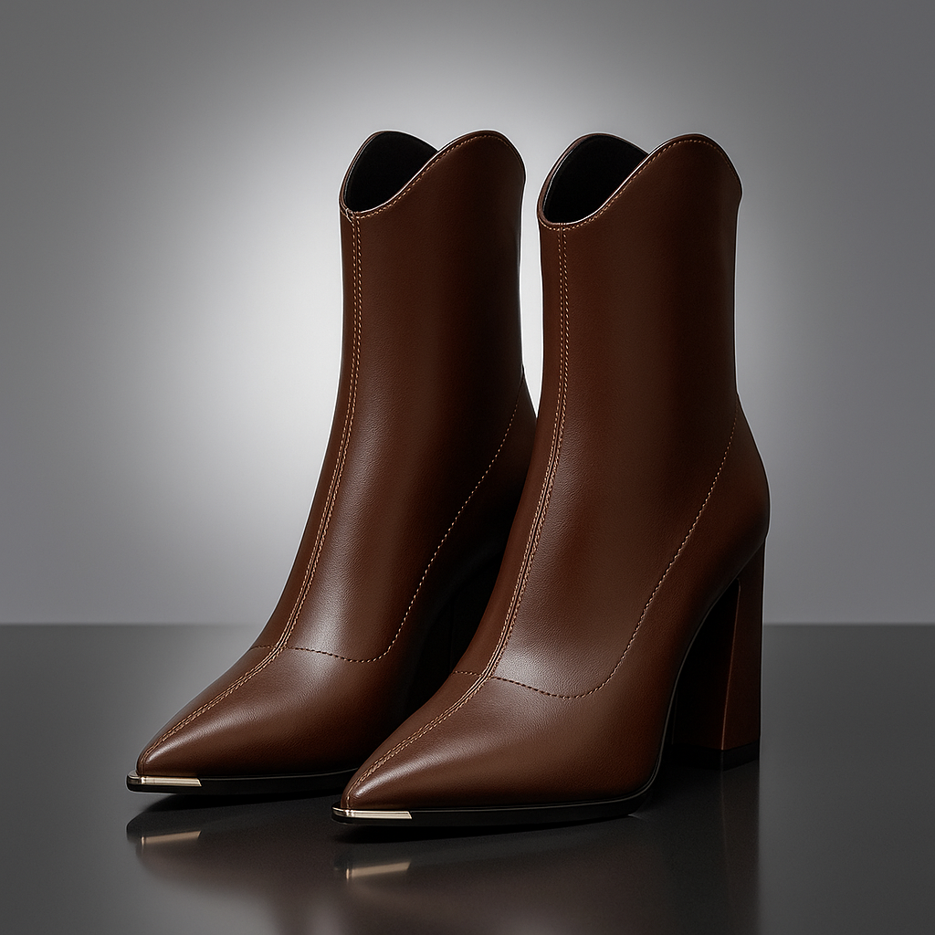 Emilia Chrome-Toe Ankle Boots