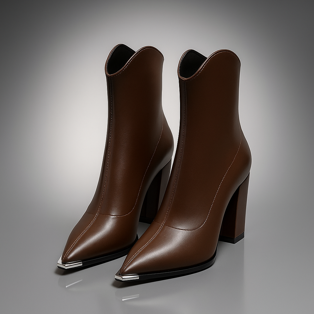 Emilia Chrome-Toe Ankle Boots