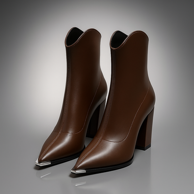 Emilia Chrome-Toe Ankle Boots