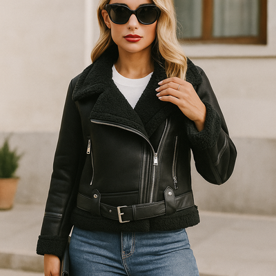 Bianca Shearling Moto Jacket