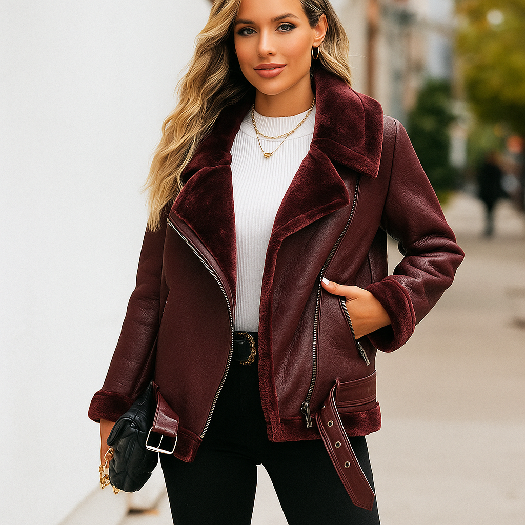 Bianca Shearling Moto Jacket