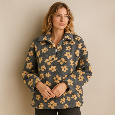 Alessia Floral Sherpa Pullover