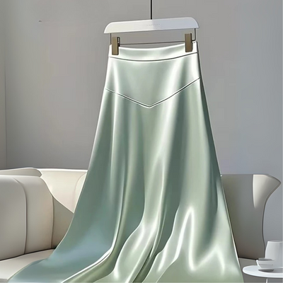 Ivy Satin A-Line Skirt – Women's High Waist Swing Silhouette