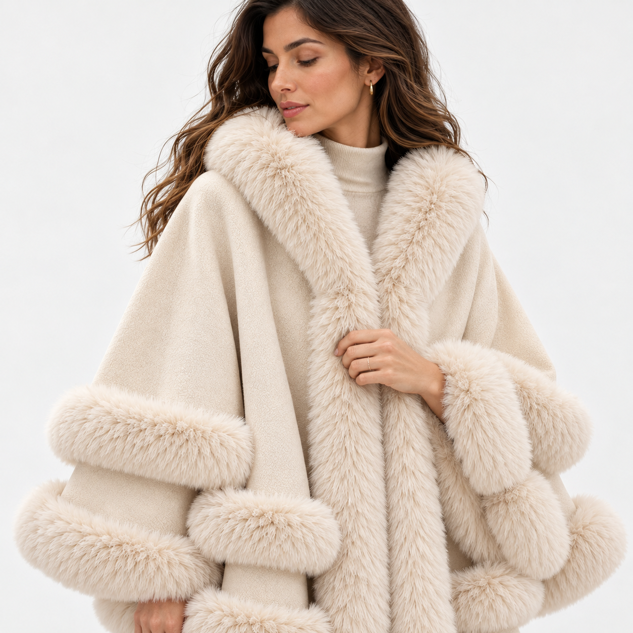 The Celeste Faux Fur Cape