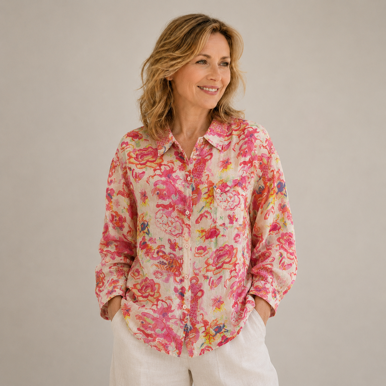 Bloom Linen Print Shirt