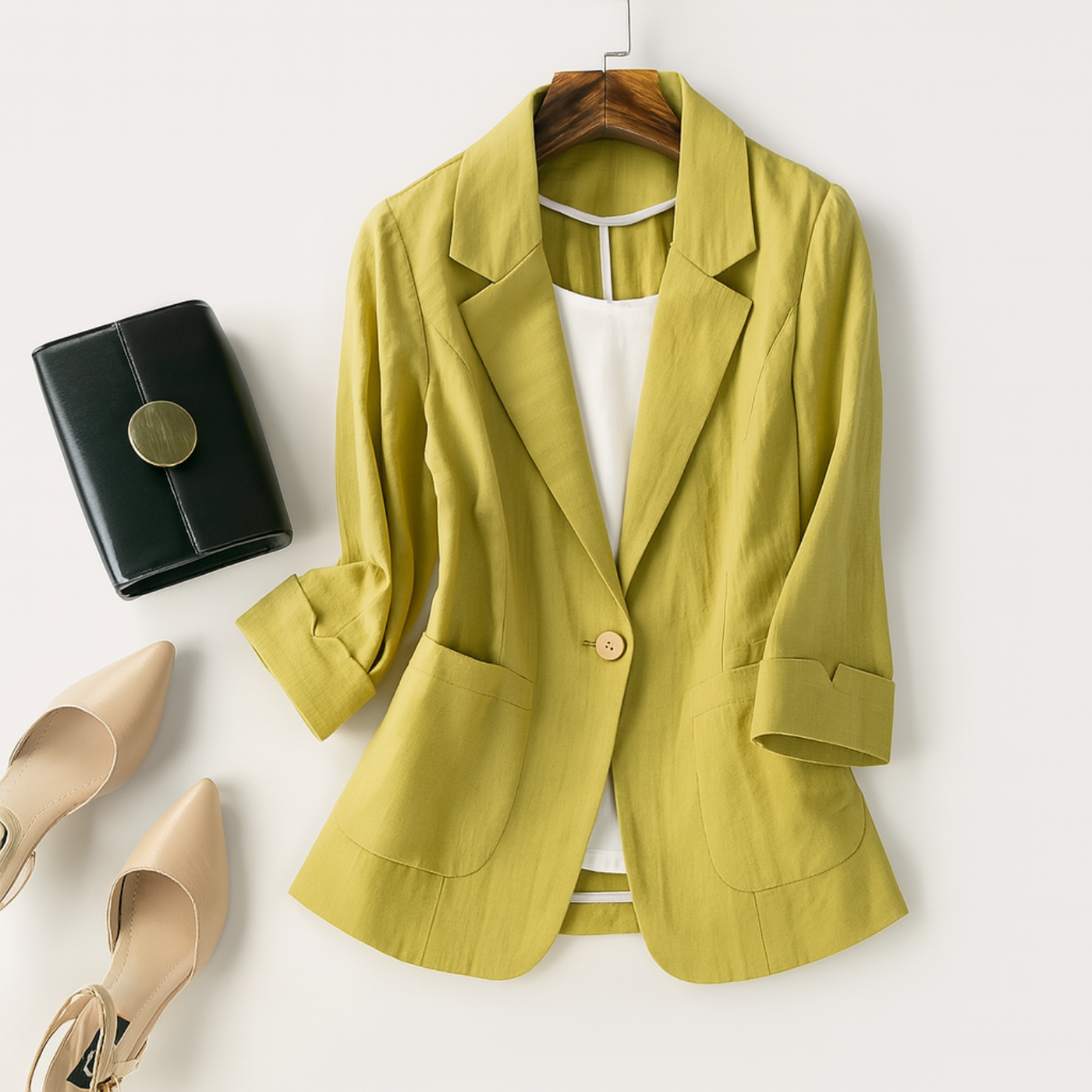 Nina Linen Blazer – 3/4 Sleeve Casual Summer Jacket