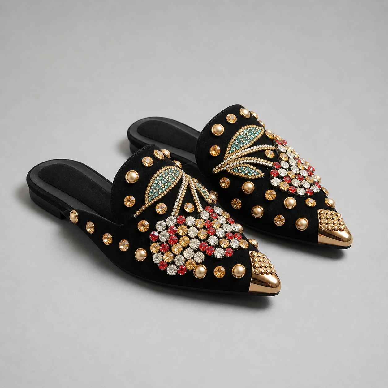 Bijou Rhinestone Flat Mule