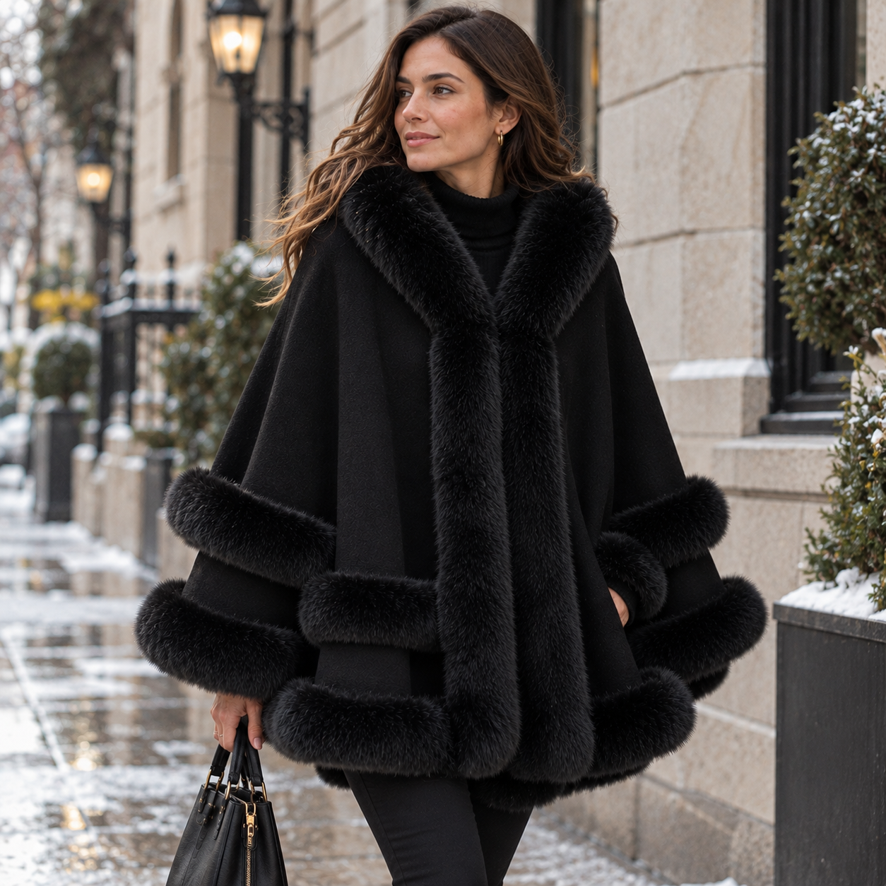 The Celeste Faux Fur Cape