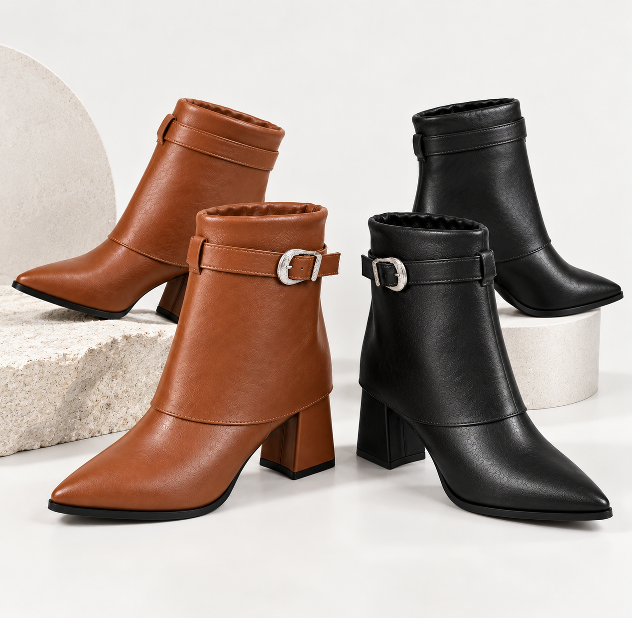 The Luciana Buckle Mid-Calf Boots