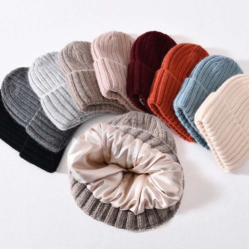 Collection of colorful Beanie on a white background