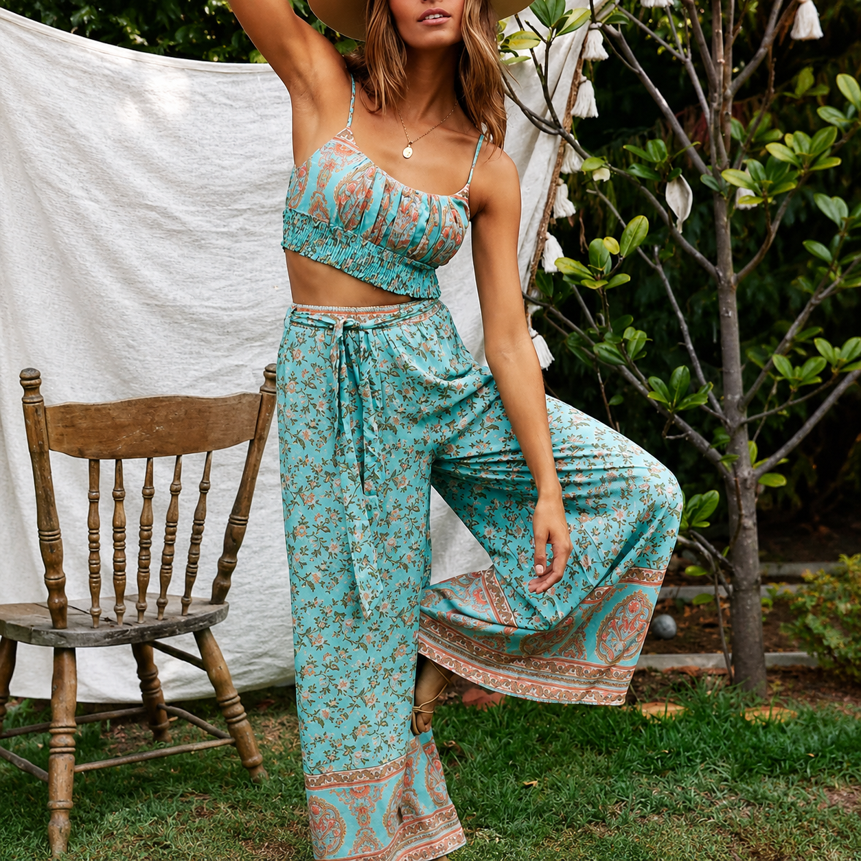Macy Floral Wide Leg Pant