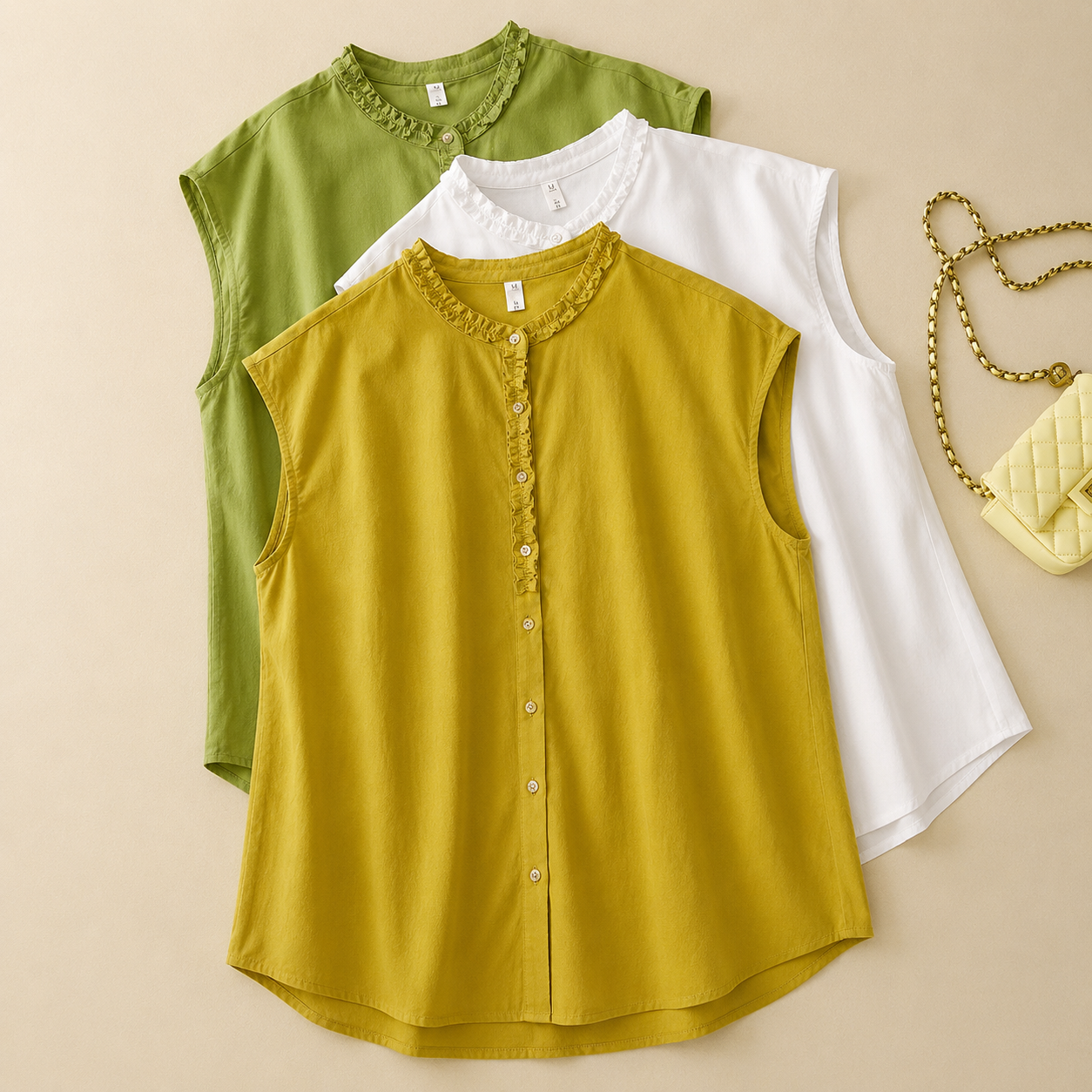Ruffle Collar Linen Top