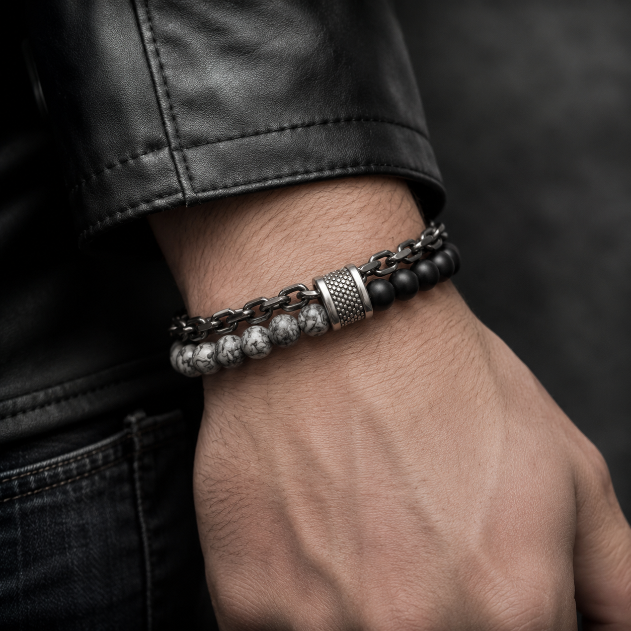 Stone Link Bracelet Set