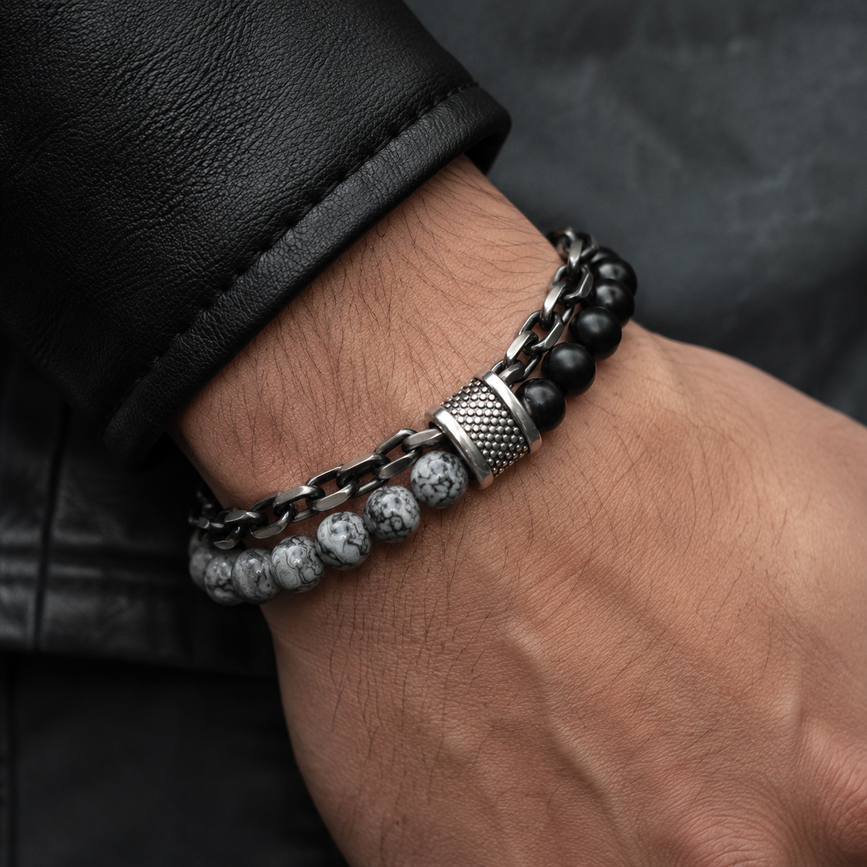Stone Link Bracelet Set