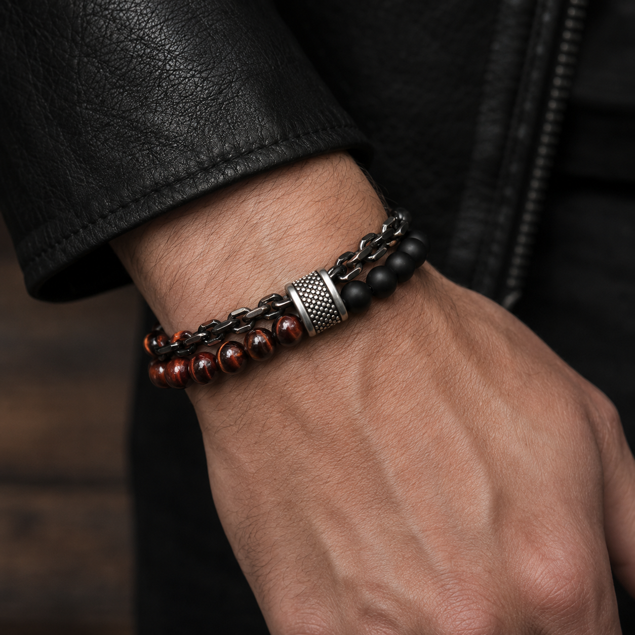 Stone Link Bracelet Set
