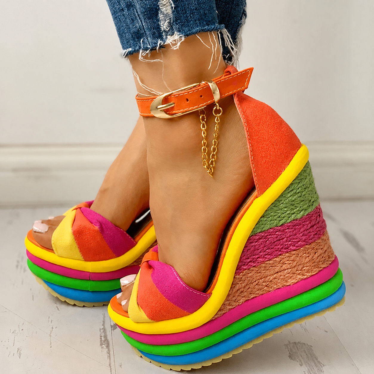 Luna Ankle-Wrap Wedge Sandals
