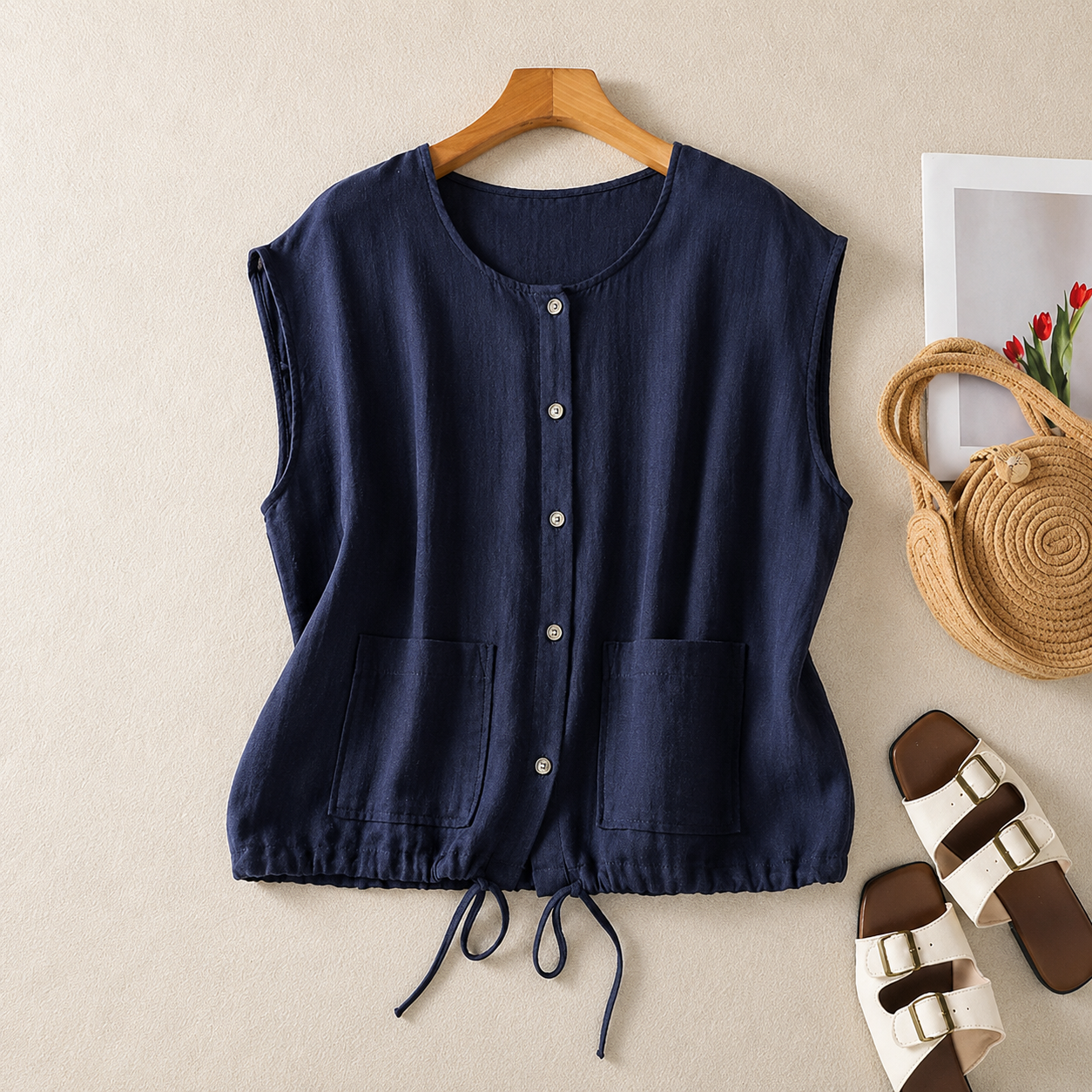 Willow Linen Sleeveless Blouse