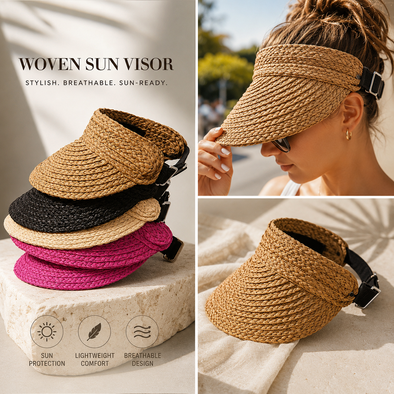 Solara Straw Visor Hat