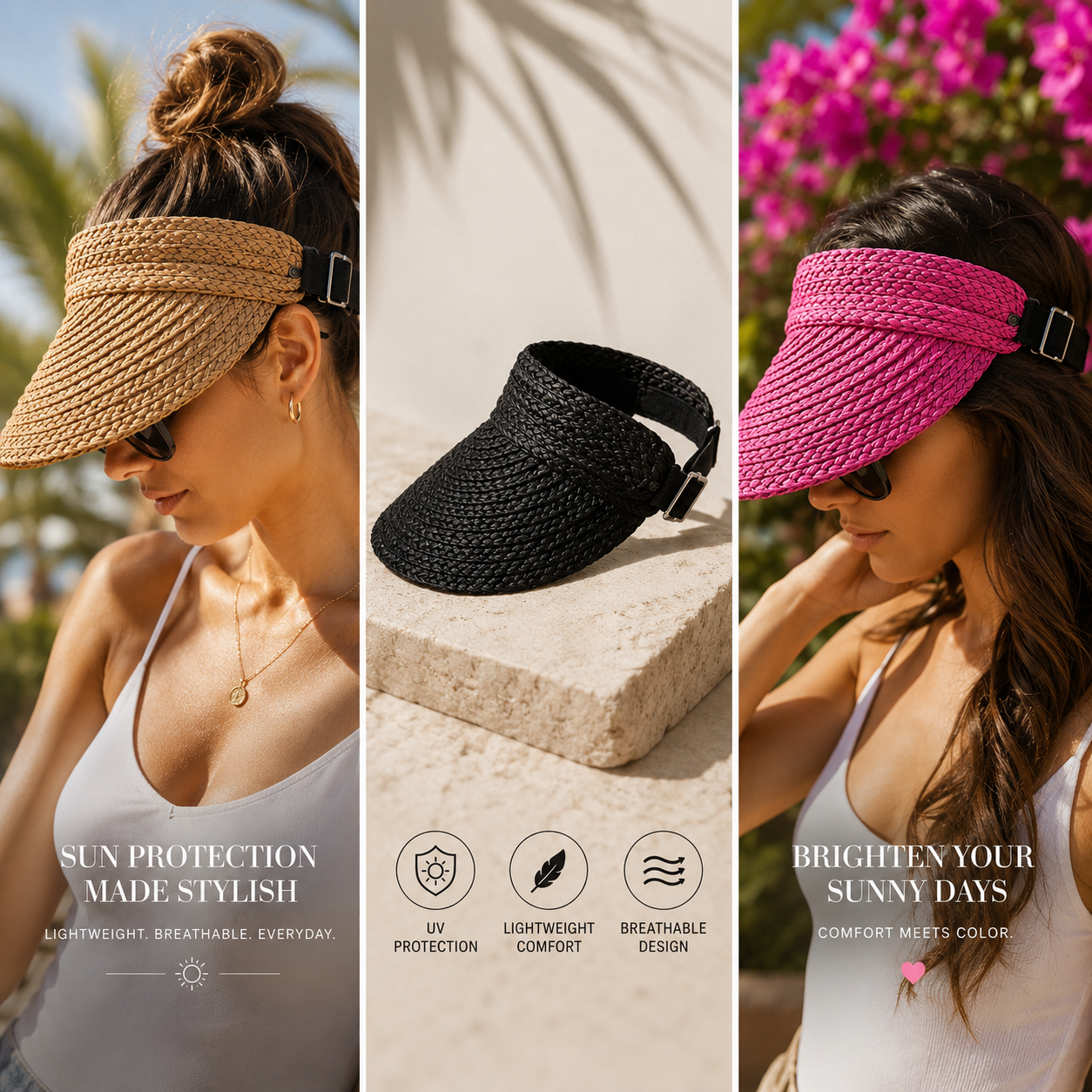 Solara Straw Visor Hat