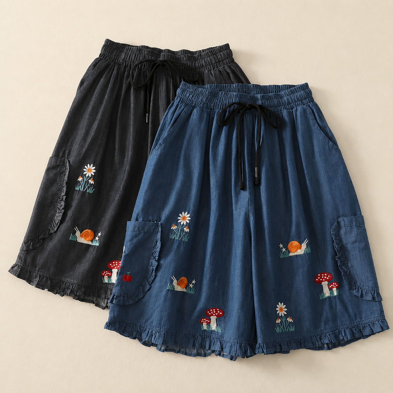 Meadow Embroidered Short