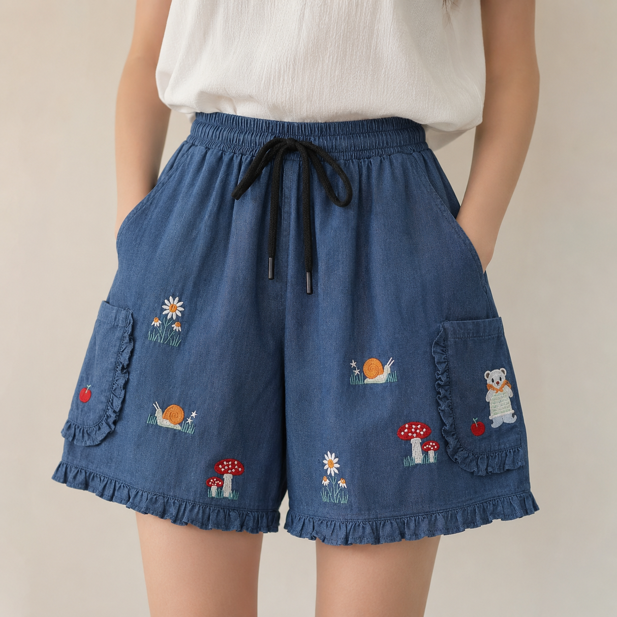 Meadow Embroidered Short