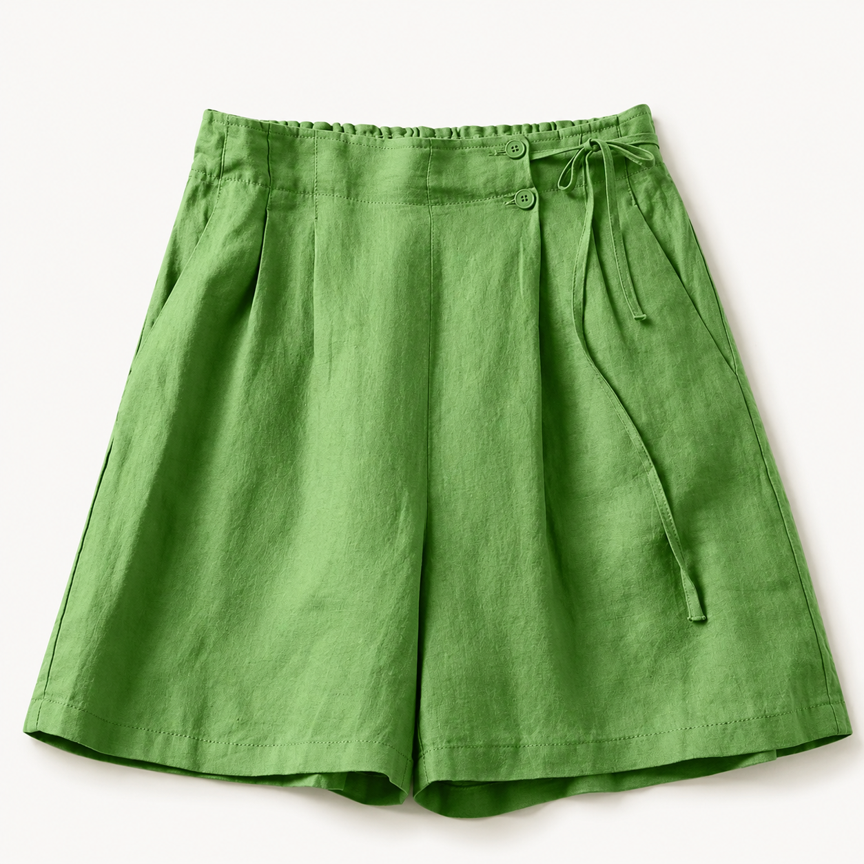 Coral Tie Waist Linen Short