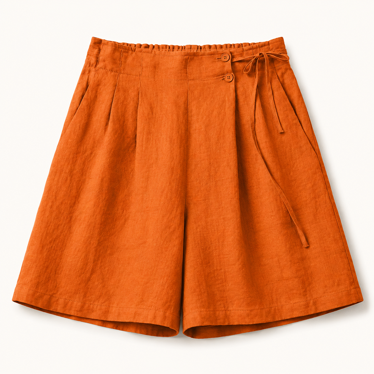 Coral Tie Waist Linen Short