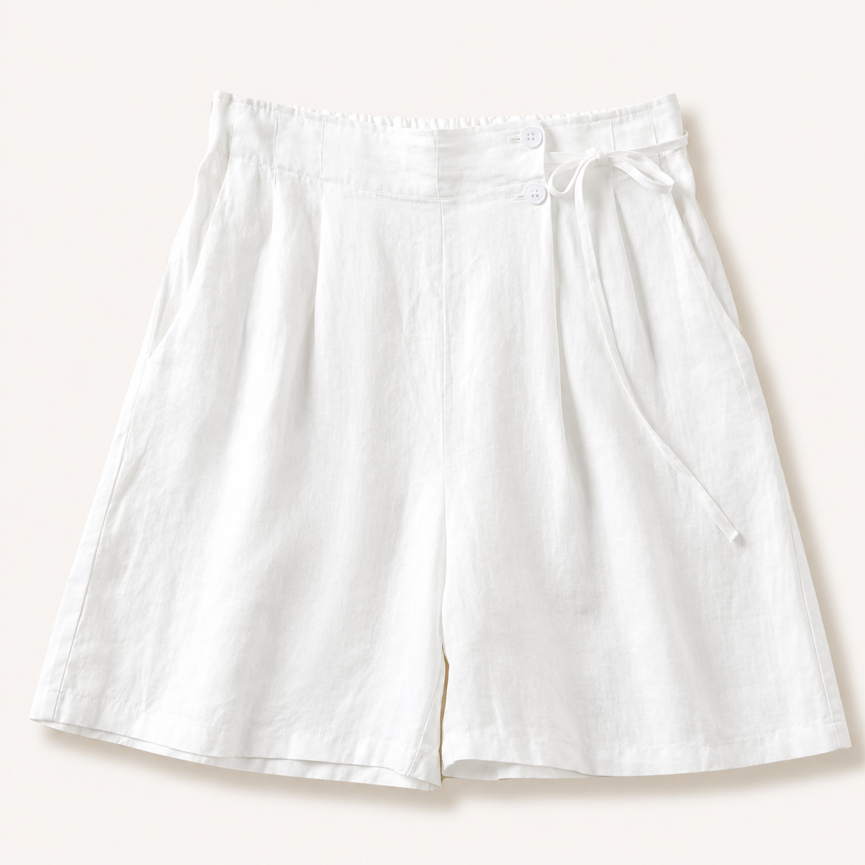 Coral Tie Waist Linen Short