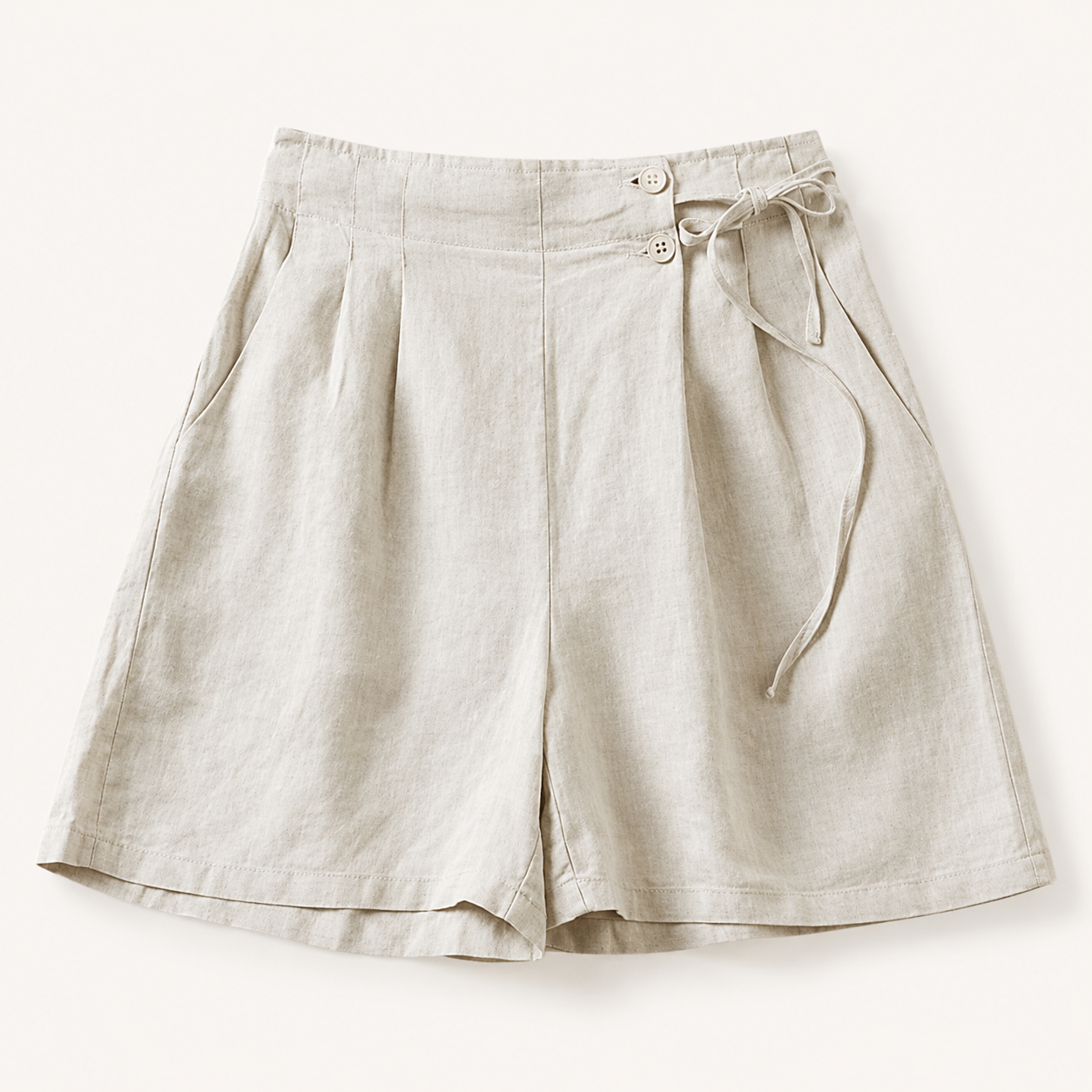 Coral Tie Waist Linen Short