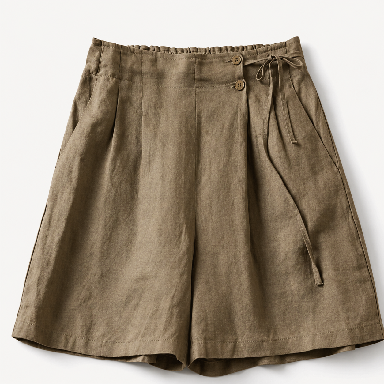 Coral Tie Waist Linen Short