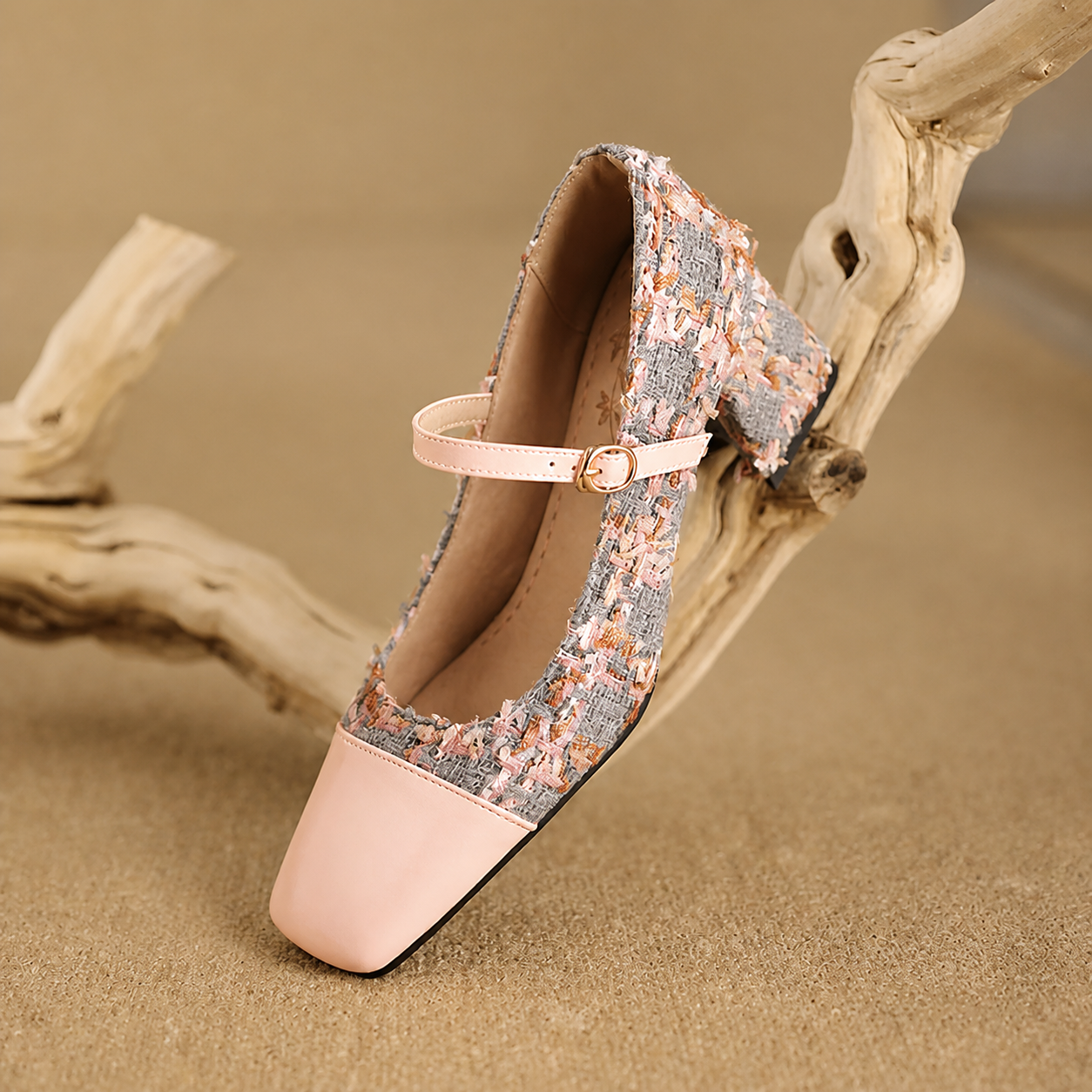 Tweed Cap Toe Mary Jane Pump