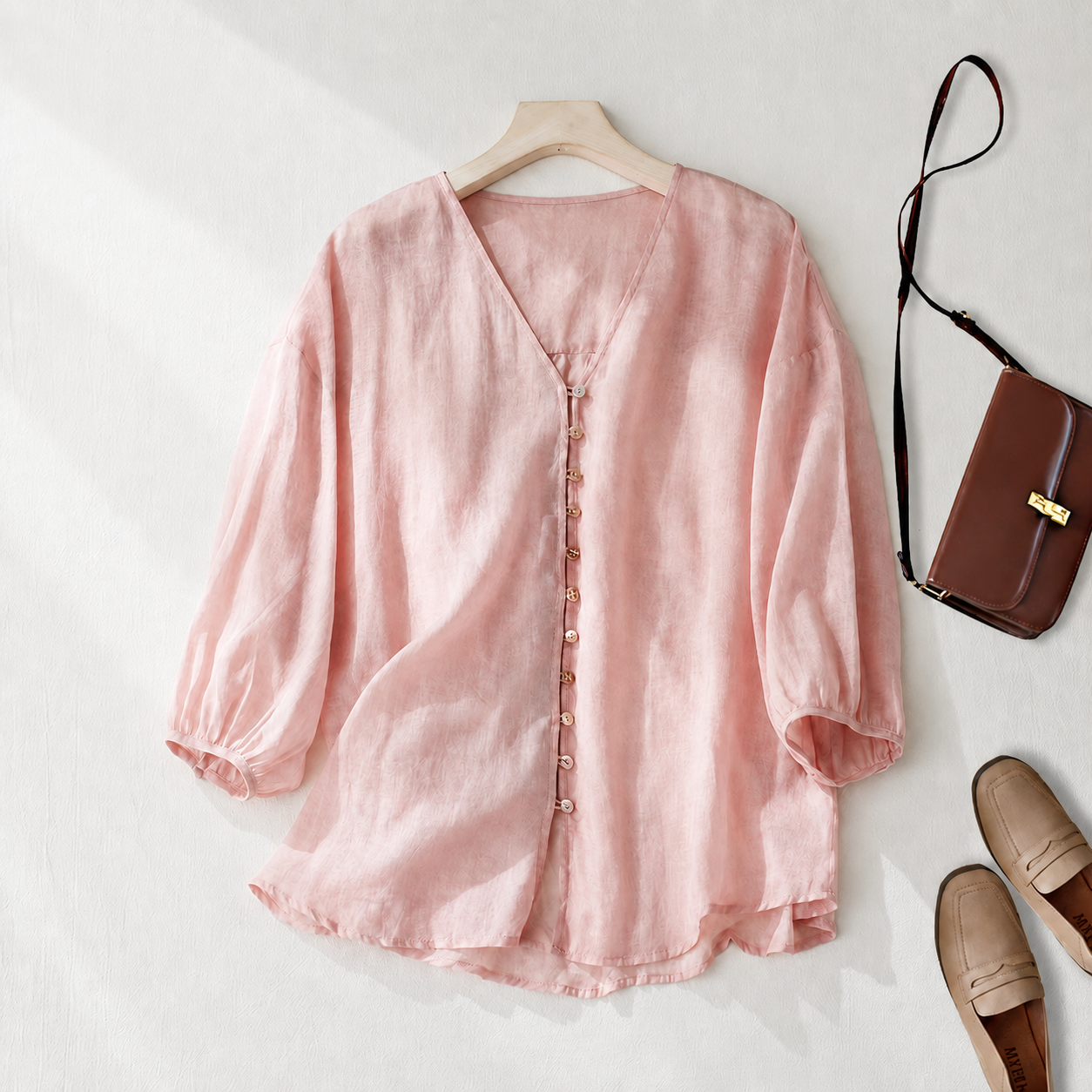 Terra Floral Print Linen Blouse