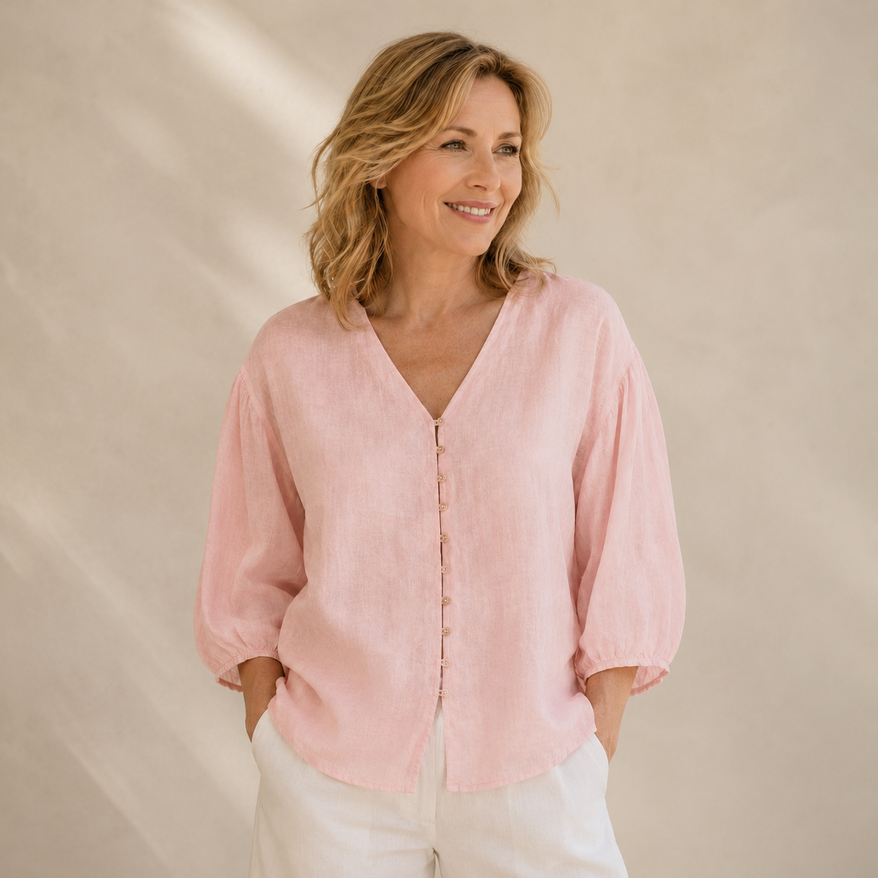 Terra Floral Print Linen Blouse