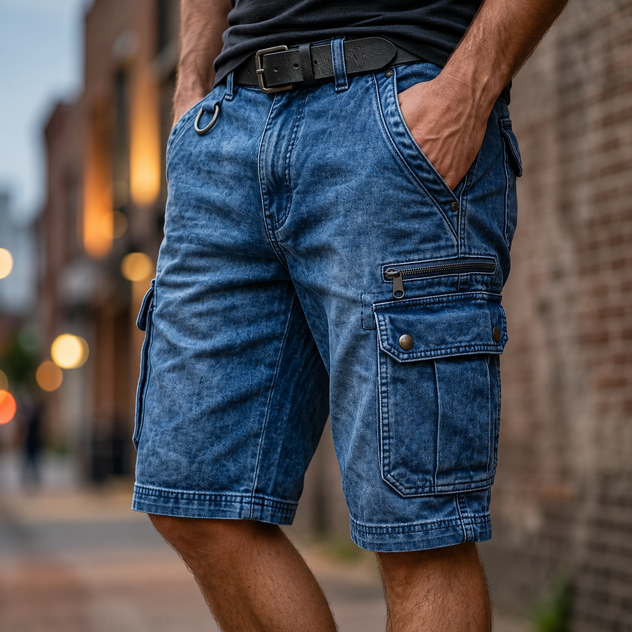 Ironside Washed Denim Cargo Short