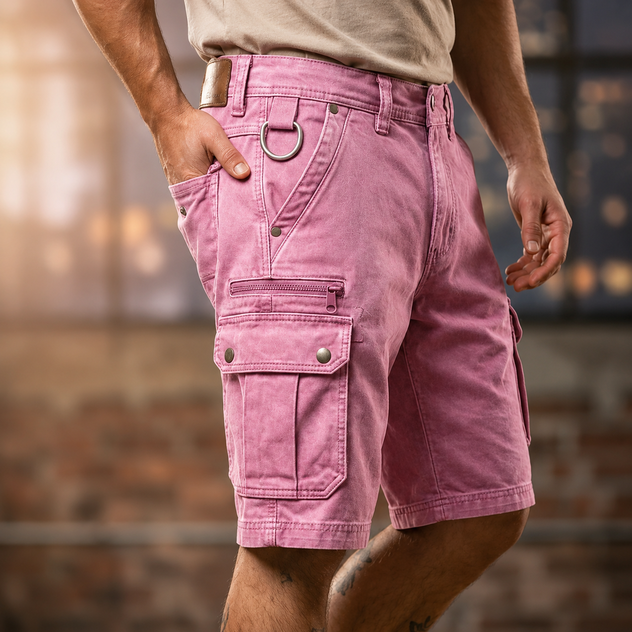 Ironside Washed Denim Cargo Short