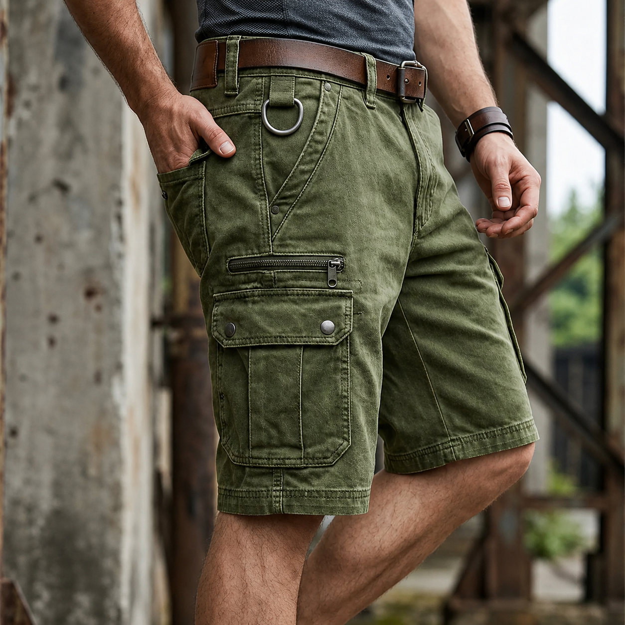 Ironside Washed Denim Cargo Short