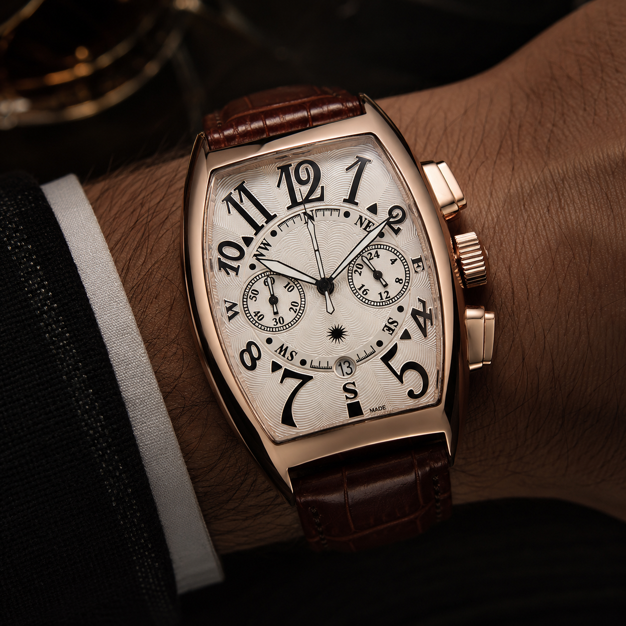 Lorenzo Croco Leather Chronograph Watch