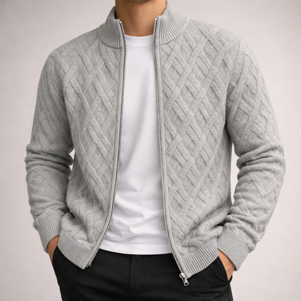 Marco Diamond Knit Zip Cardigan