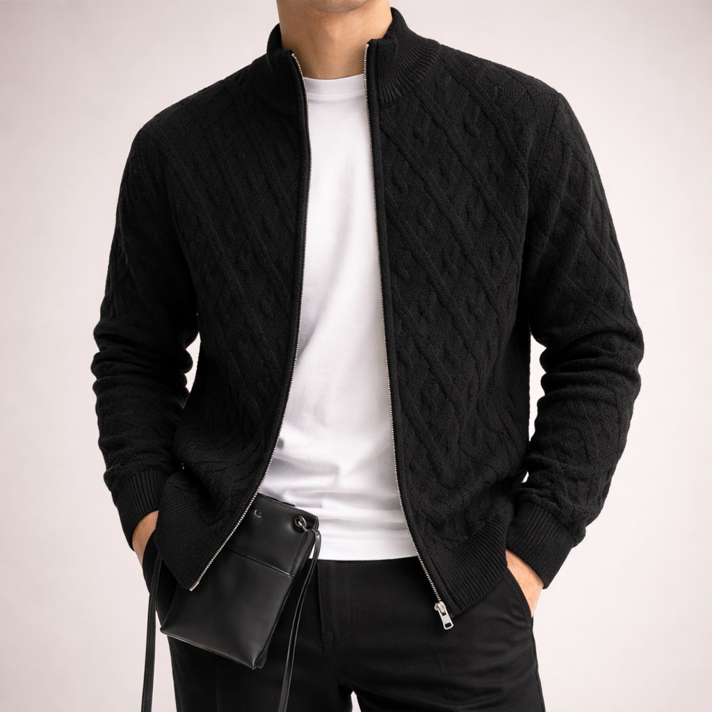 Marco Diamond Knit Zip Cardigan