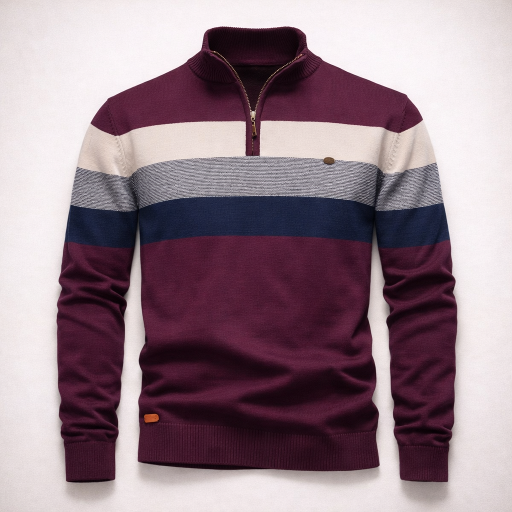 Nolan Striped Half-Zip Sweater