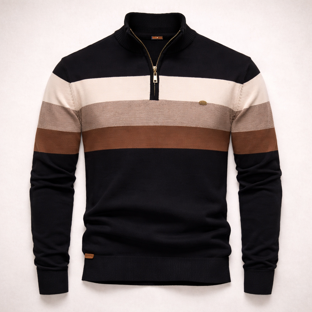 Nolan Striped Half-Zip Sweater