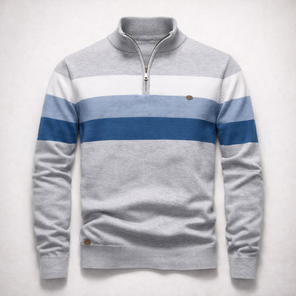 Nolan Striped Half-Zip Sweater