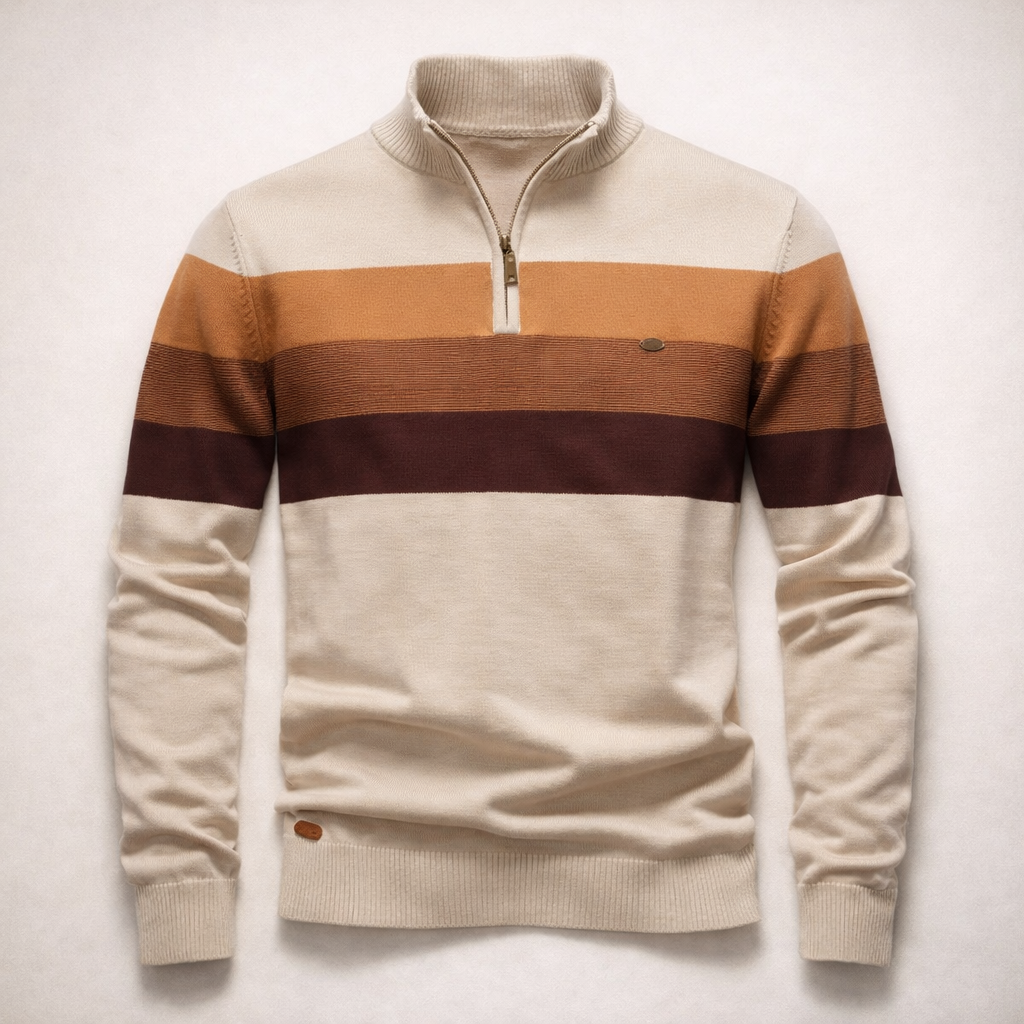 Nolan Striped Half-Zip Sweater
