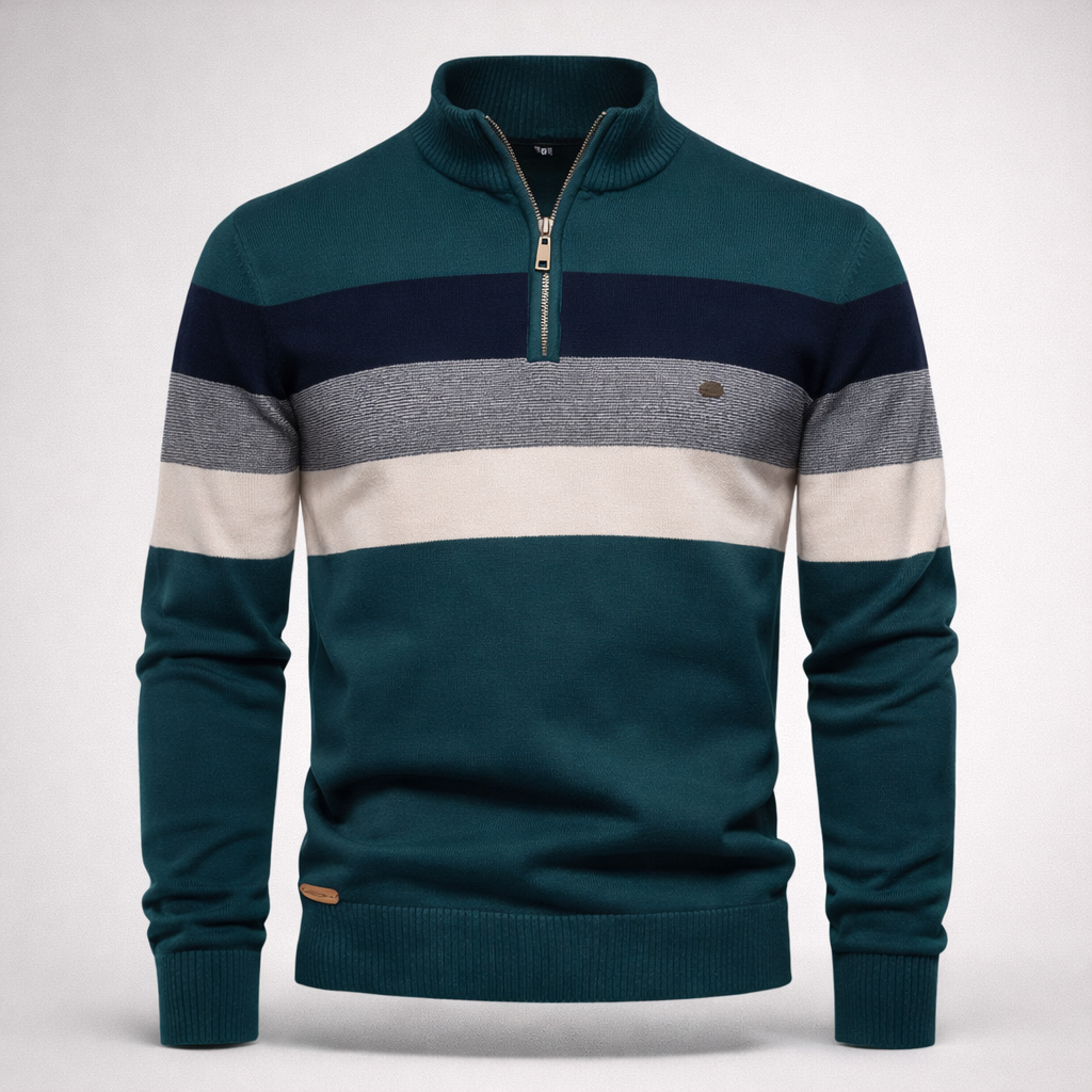 Nolan Striped Half-Zip Sweater