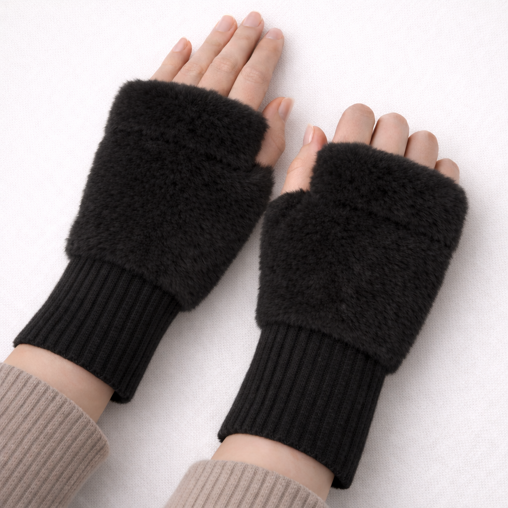 Ivory Knit Wrist Mittens