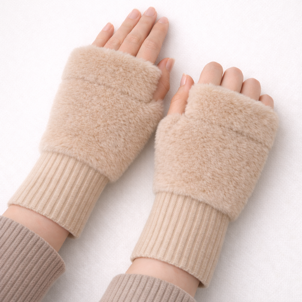 Ivory Knit Wrist Mittens
