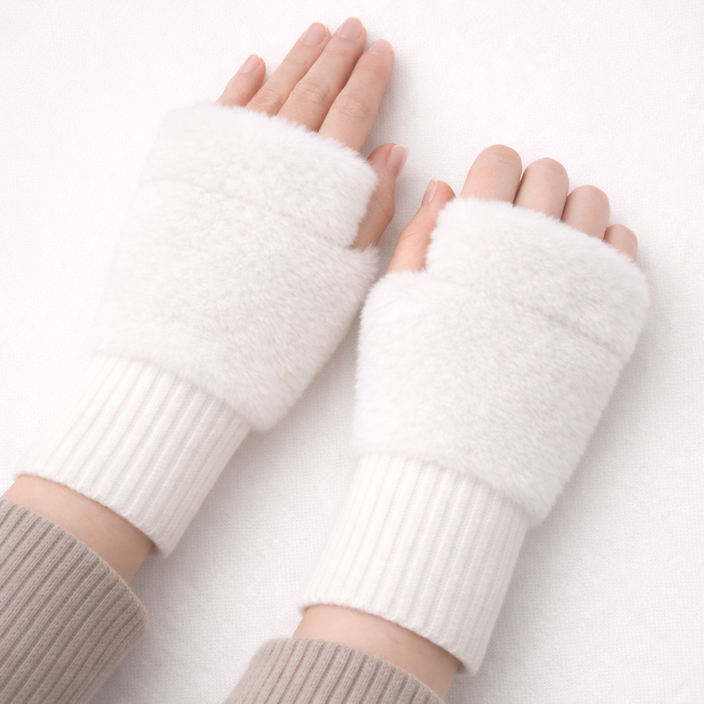 Ivory Knit Wrist Mittens